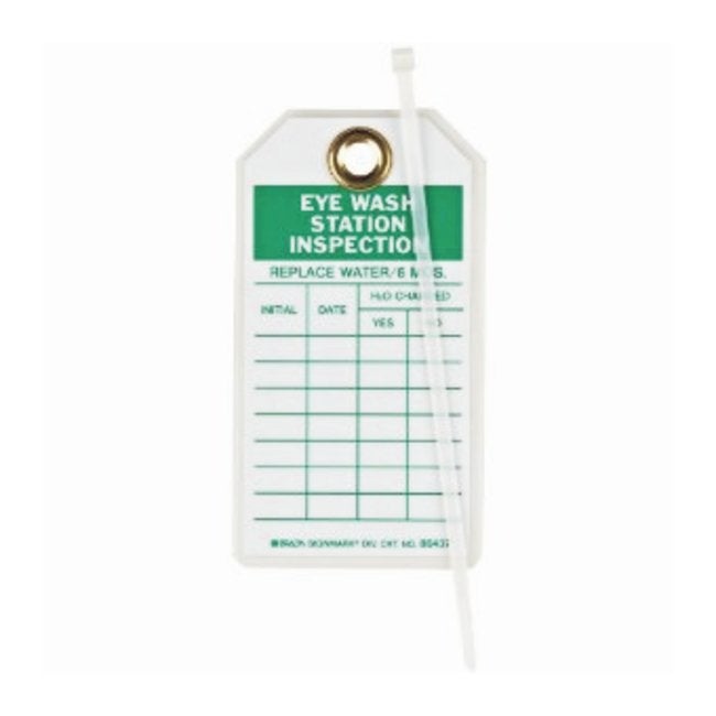 Brady Equipment Tag Inspection for Eye Wash Station Green / White Polyester