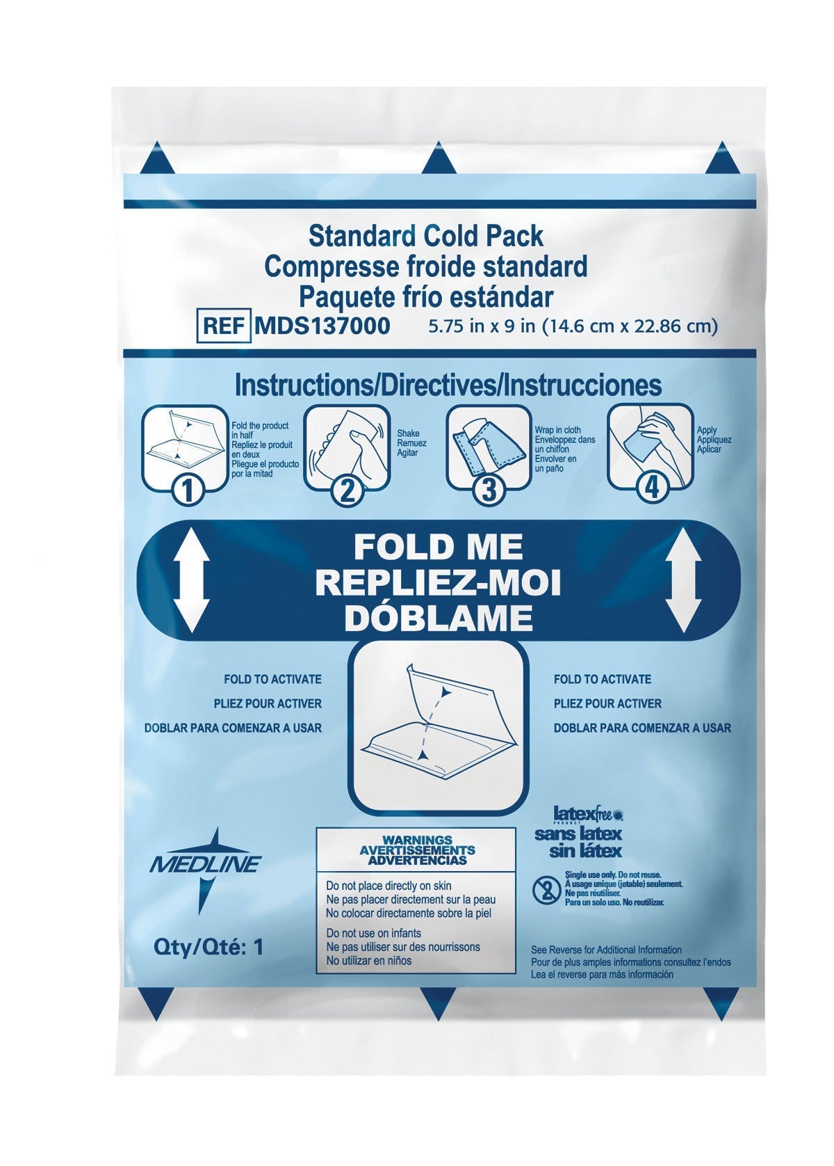 Medline Instant Cold Pack General Purpose Plastic / Calcium Ammonium Nitrate / Water Disposable