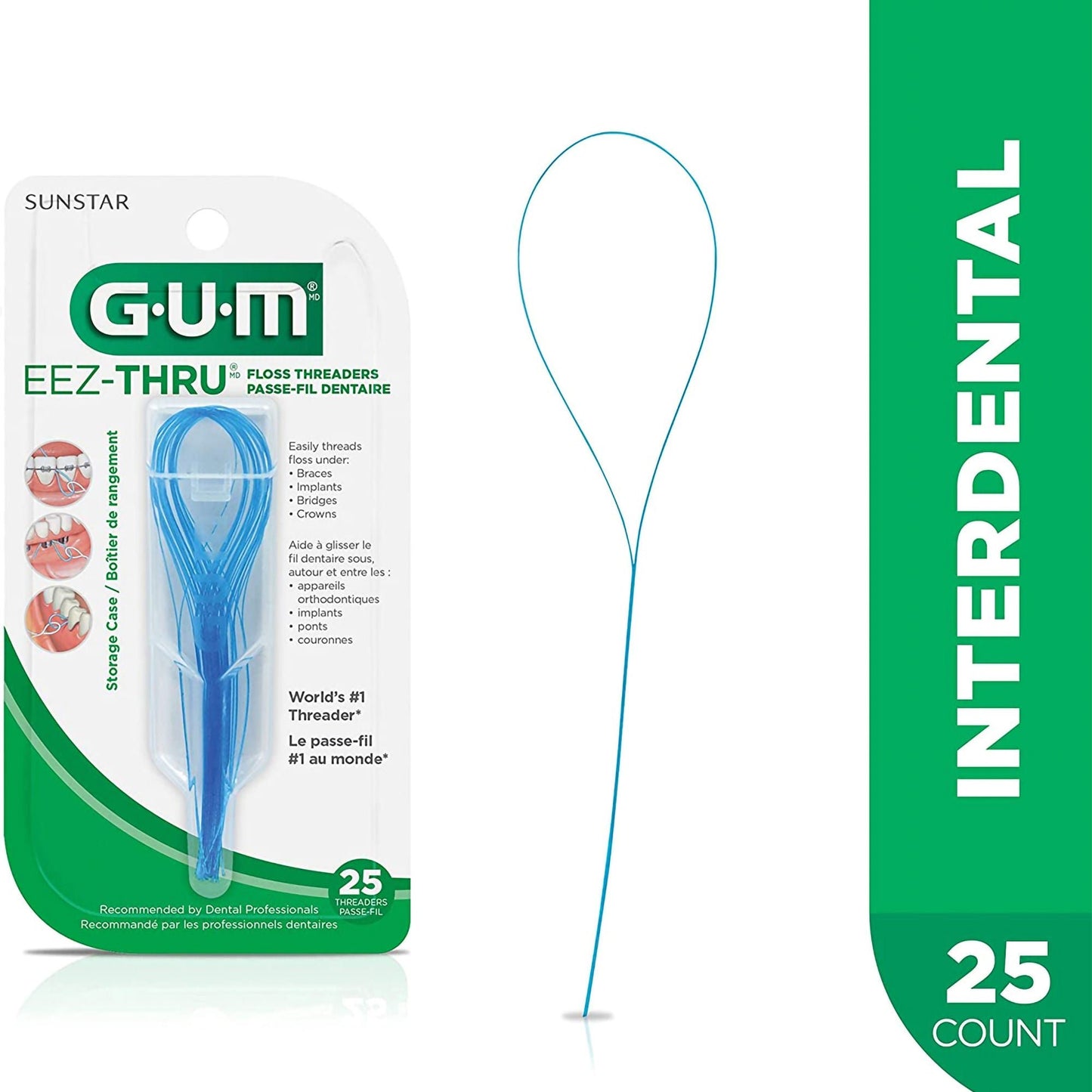 G·U·M EeZ-Thru Dental Floss Threader Satin Mint Flavor