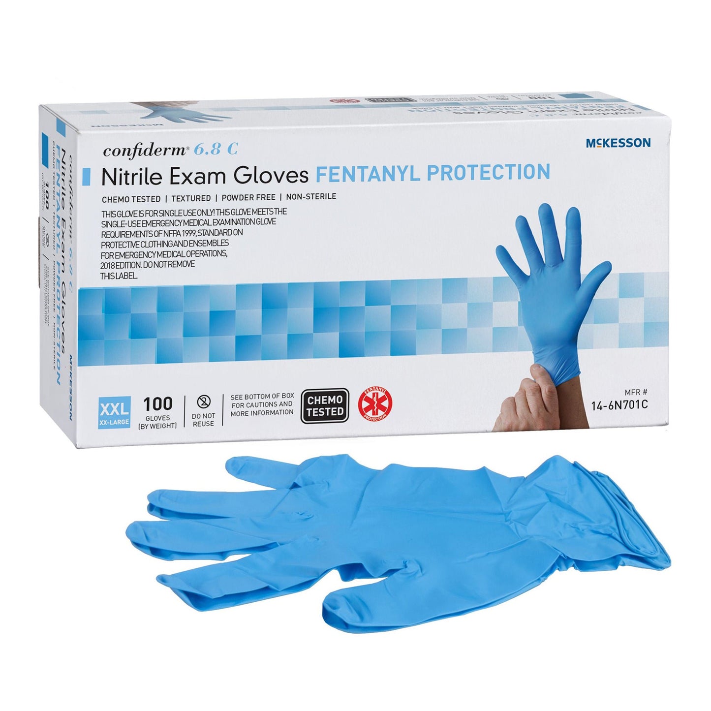 McKesson Confiderm® 6.8C Nitrile Exam Gloves, Blue