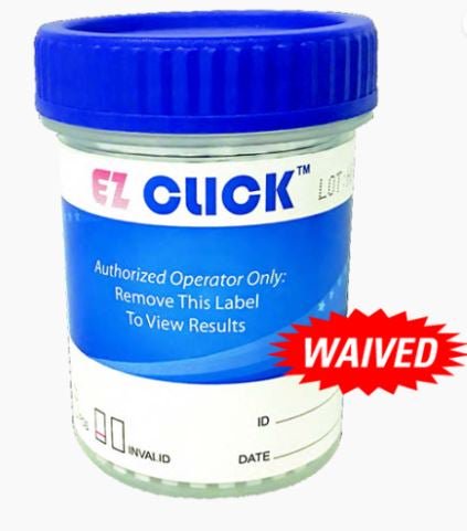 EZ Click Drugs of Abuse Test Kit AMP, BAR, BUP, BZO, COC, mAMP/MET, MDMA, MOR, MET, OXY, PCP, THC (pH, Oxidants, SG) 25 Tests CLIA Waived