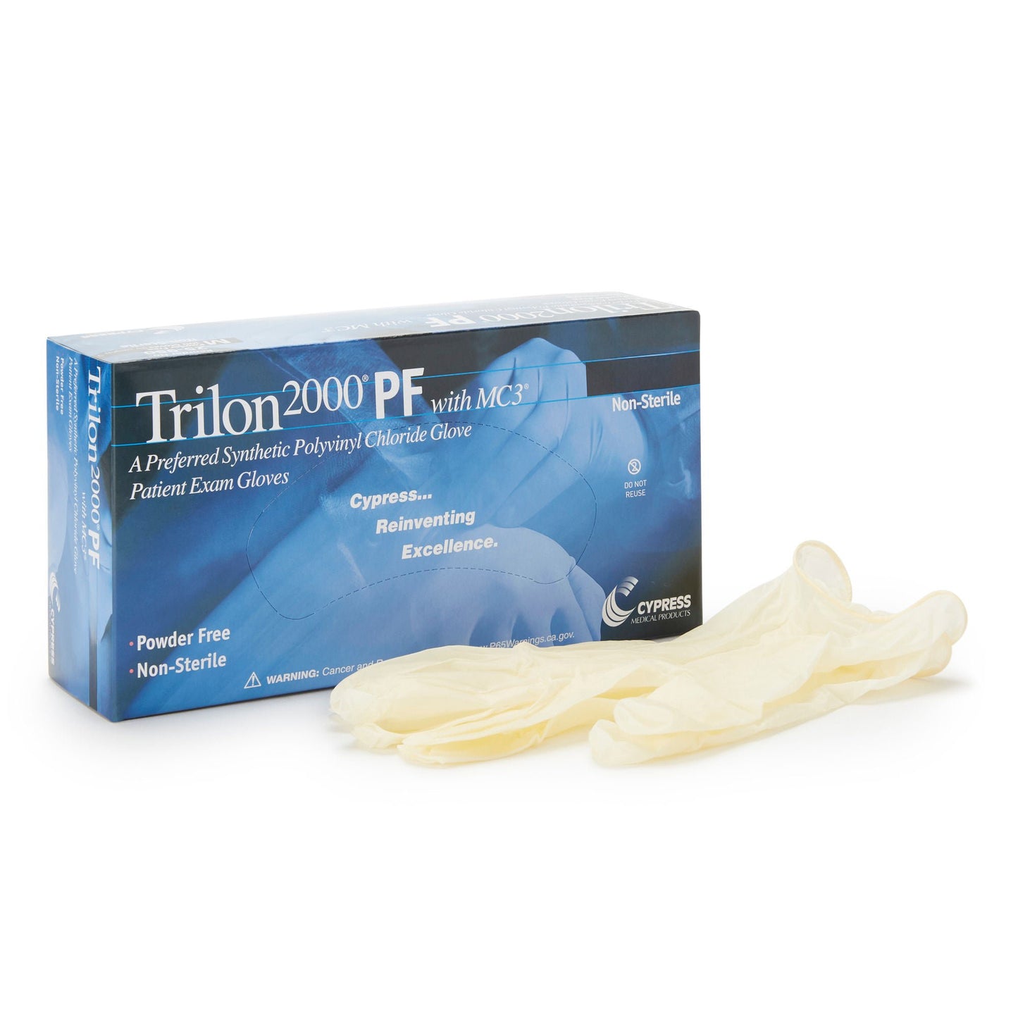 Trilon 2000® PF with MC3® Stretch Vinyl Exam Gloves, Ivory
