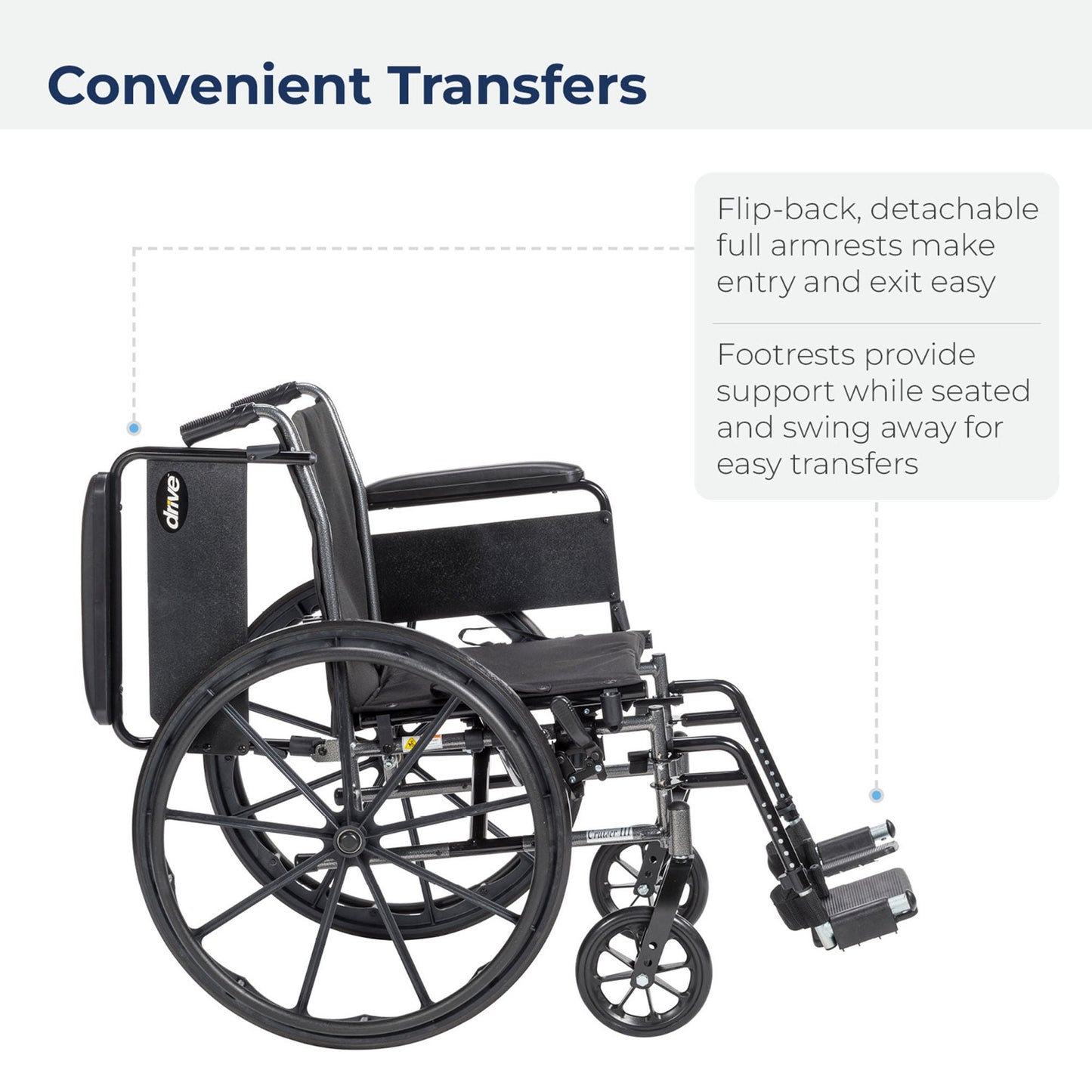 drive™ Cruiser III Lightweight Wheelchair, 20-Inch Seat Width