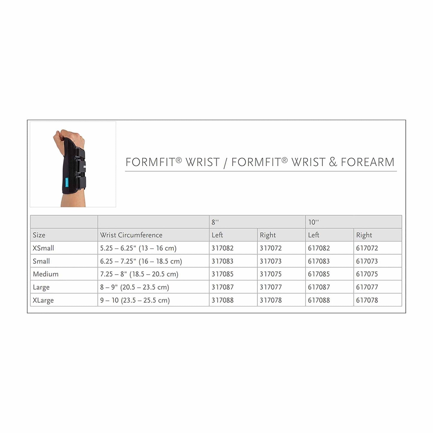 Ossur Formfit® Left Wrist Brace, Extra Small