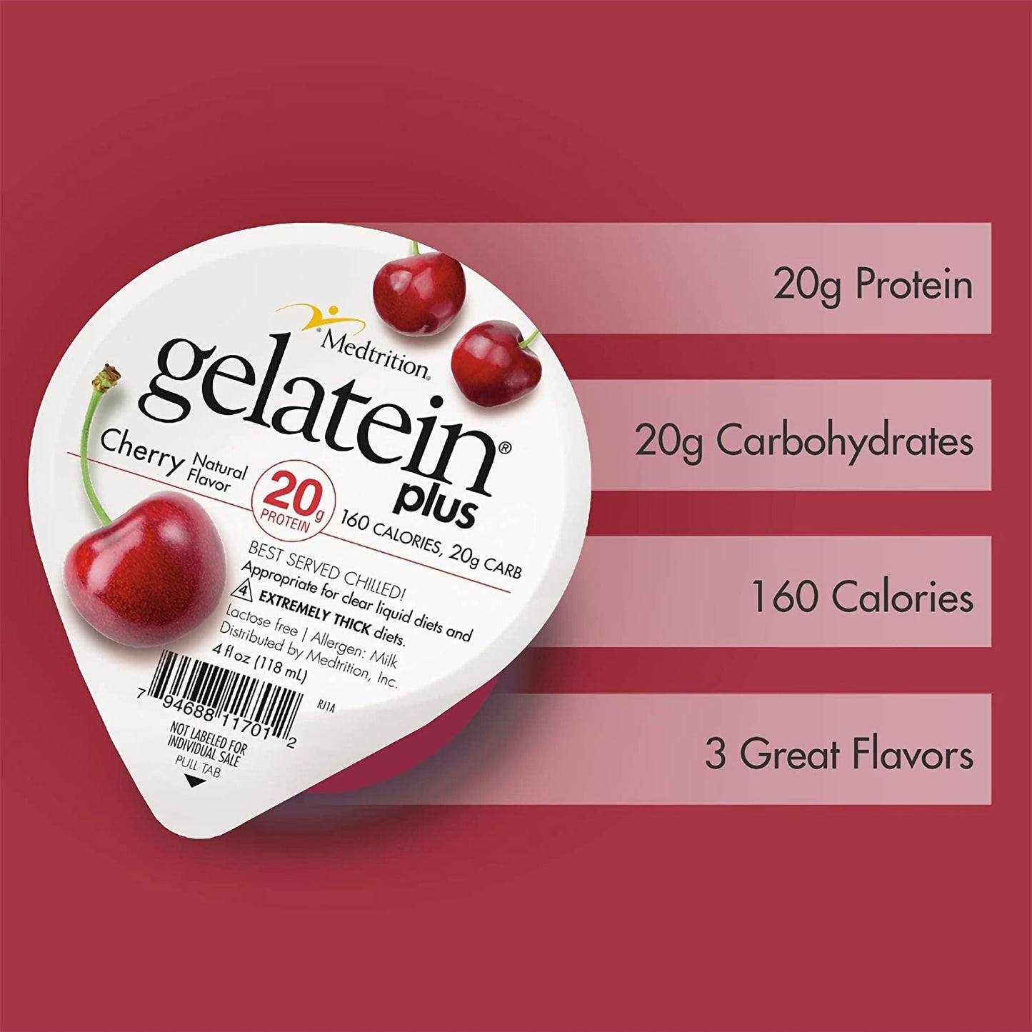 Gelatein® Plus Cherry High Protein Gelatin, cup
