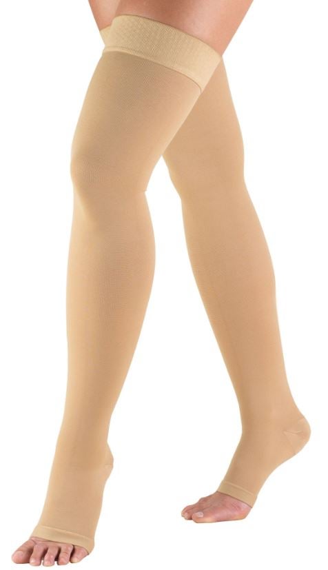 Truform Compression Stocking Thigh High Large Beige Open Toe