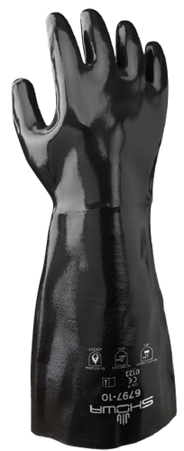 Showa 6797-10 Neoprene Coated Elbow Length Gauntlet Gloves — Dozen (12 pairs)