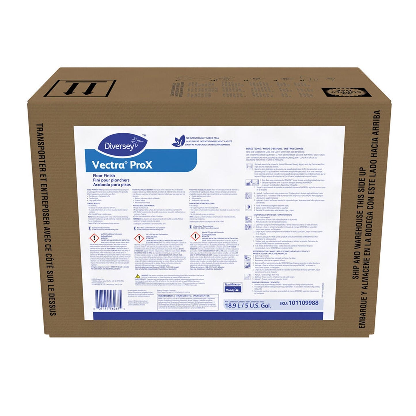 Vectra ProX Floor Finish Liquid Jug Ammonia Scent Manual Pour