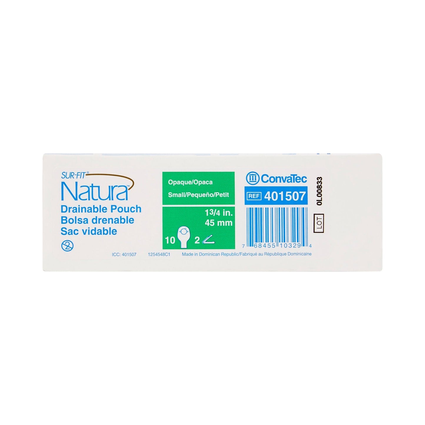 Sur-Fit Natura® Two-Piece Opaque Colostomy Pouch, Length, 1¾ Inch Flange