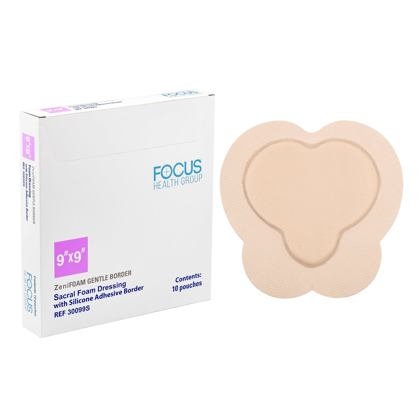 ZeniFOAM Gentle Border Foam Dressing With Border Waterproof Backing Silicone Face and Border Sacral
