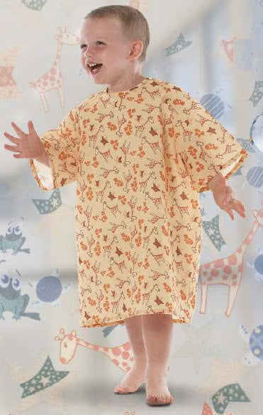 All Stars Patient Exam Gown Small Kid Design (G-Raffe Yellow) Reusable