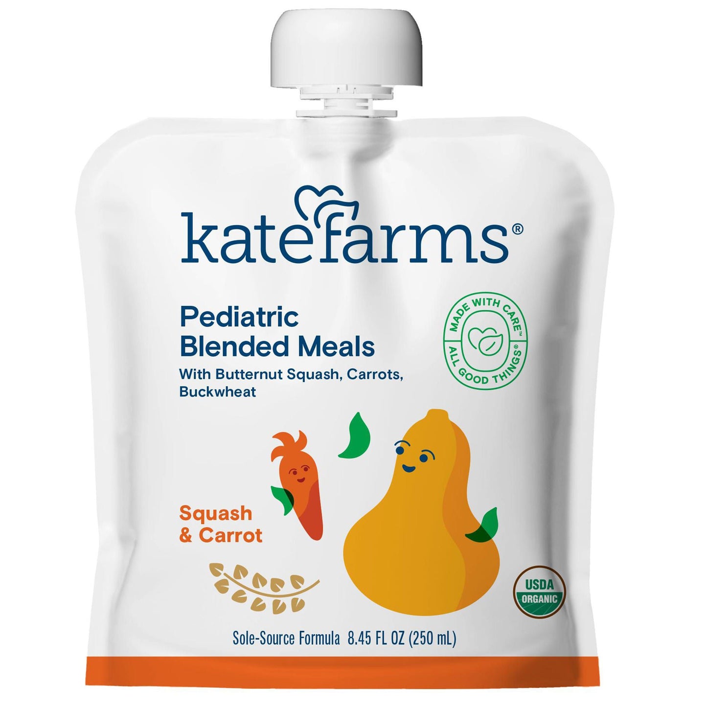 Kate Farms® Pediatric Blended Meals with Squash and Carrots, pouch