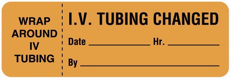 pdc Pre-Printed Label Anesthesia Label Orange Plastic IV Tubing Changed Black Syringe Label