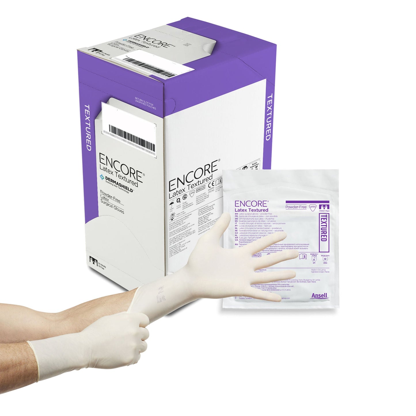 Sterile ENCORE® Latex Textured Latex Surgical Gloves, Ivory