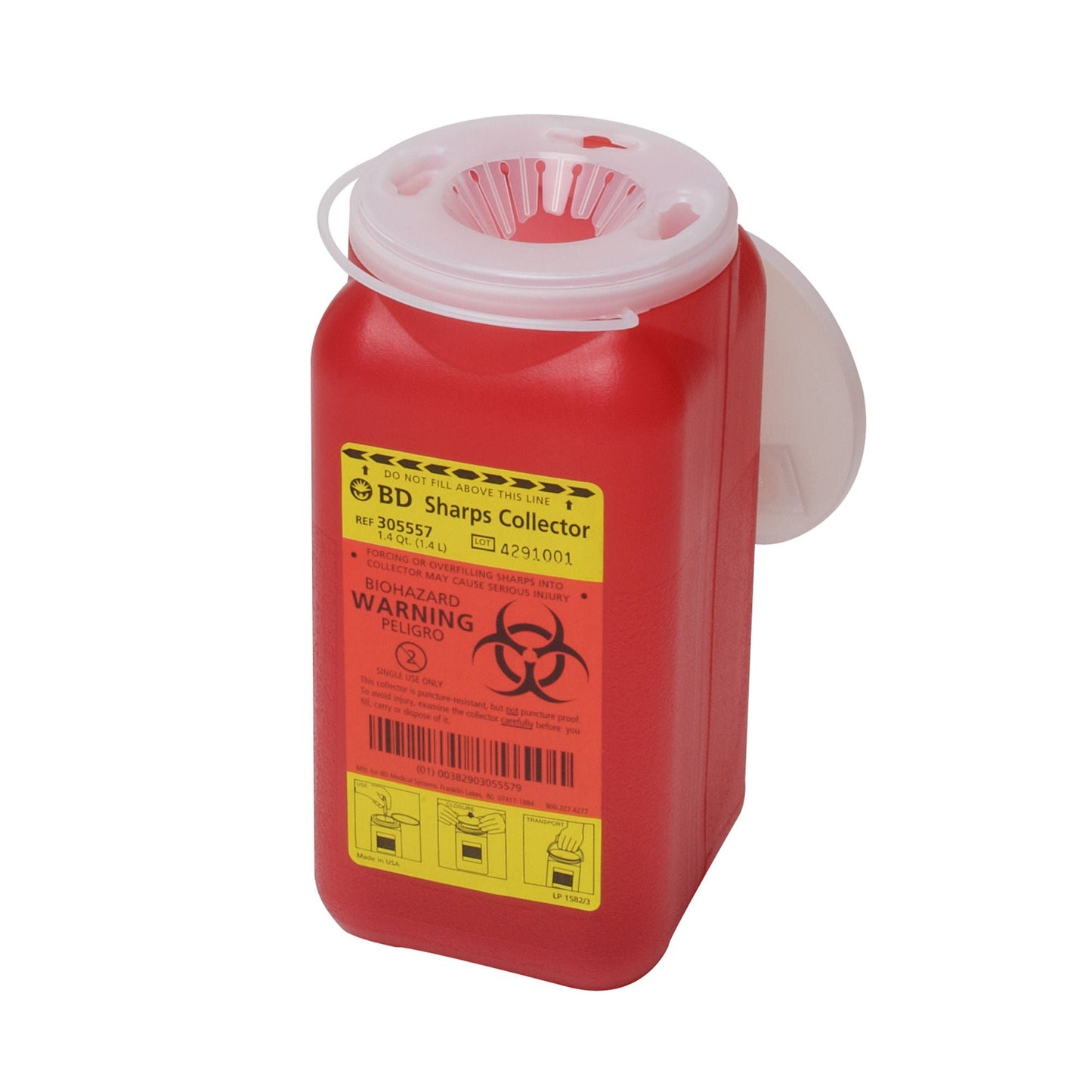 BD™ Red Sharps Container, 7¾ x 3¾ x 3¾ Inch