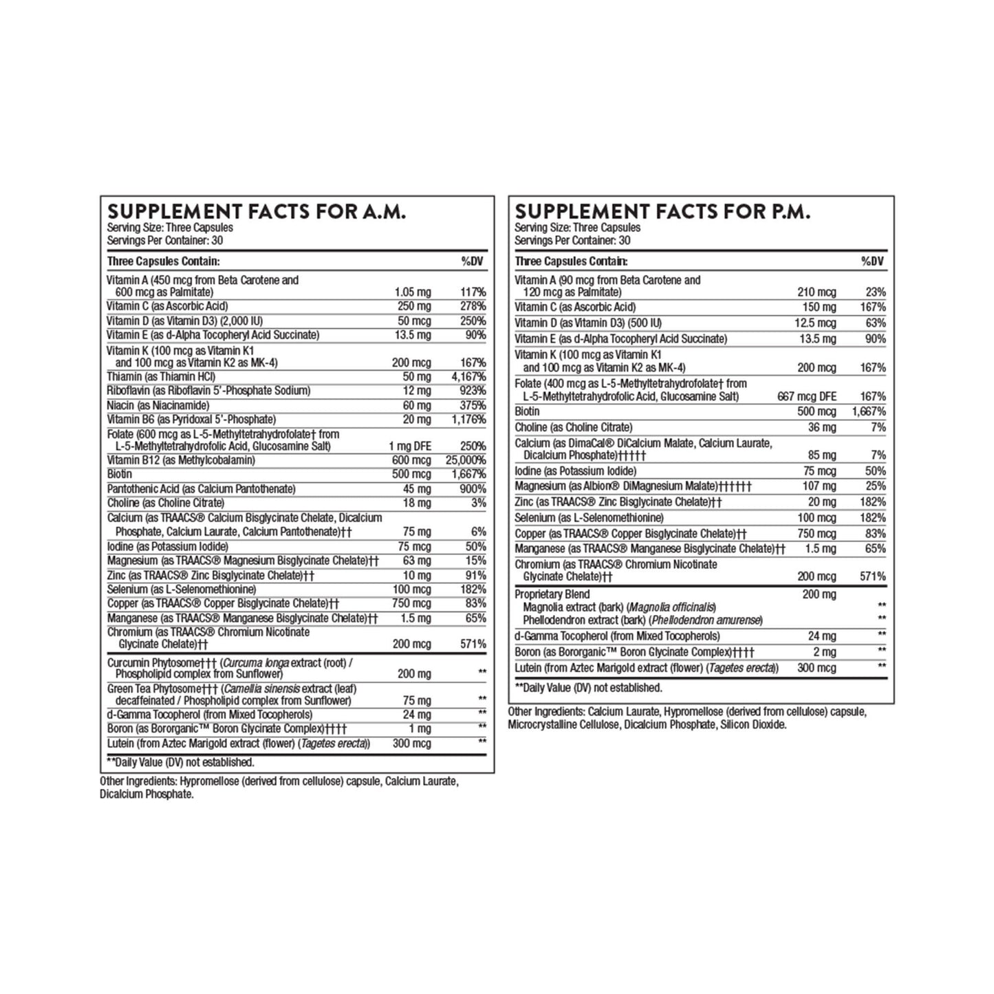Thorne® Multivitamin Elite Daily Nutritional Supplement, AM Formula & PM Formula