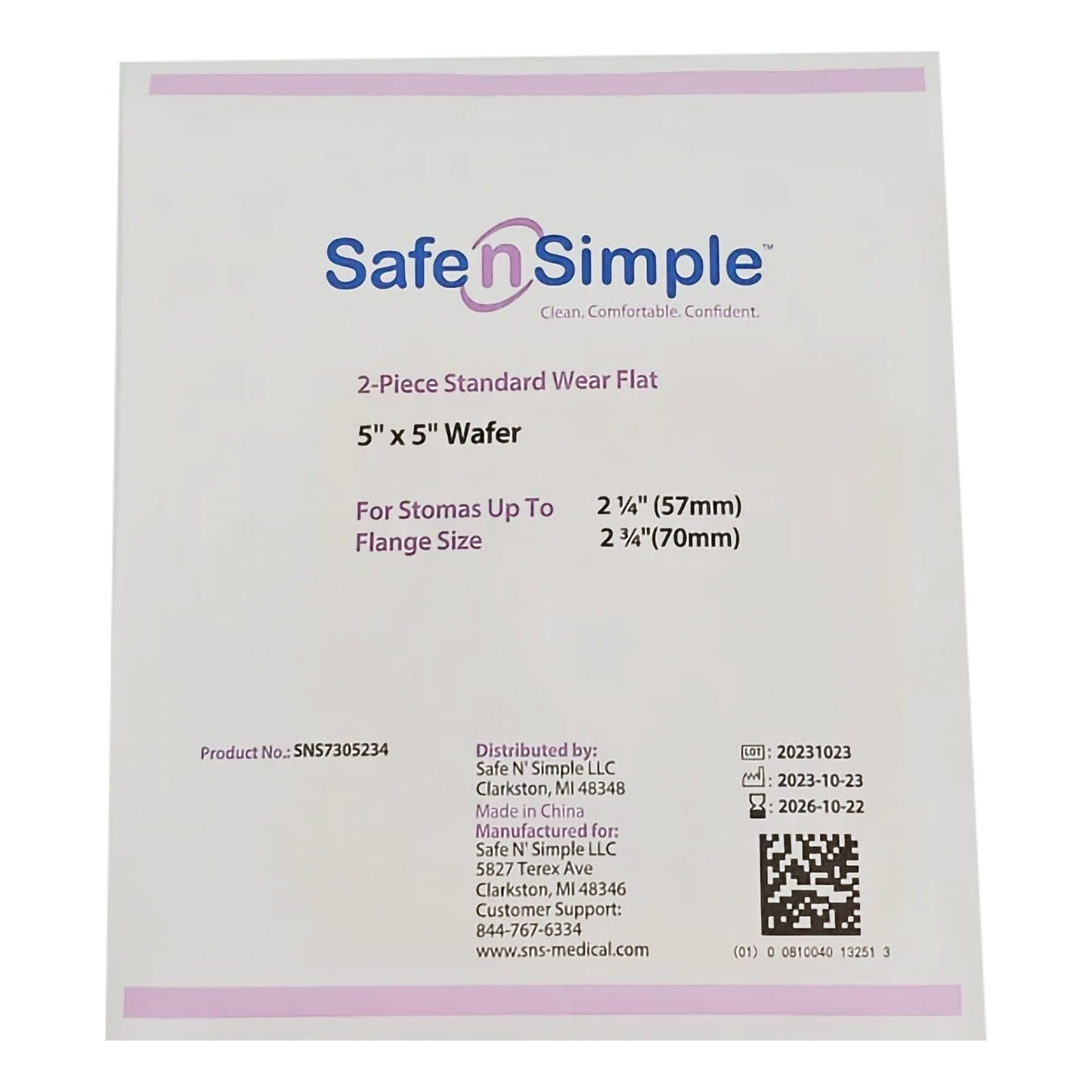 Safe n Simple Ostomy Barrier Trim to Fit, Standard Wear Flexible Tape Flange Up to 2-1/4 Inch Opening