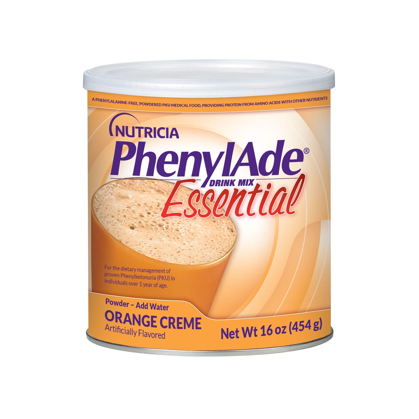 PhenylAde Oral Supplement Orange Crème Flavor Powder / 454 Gram Canister