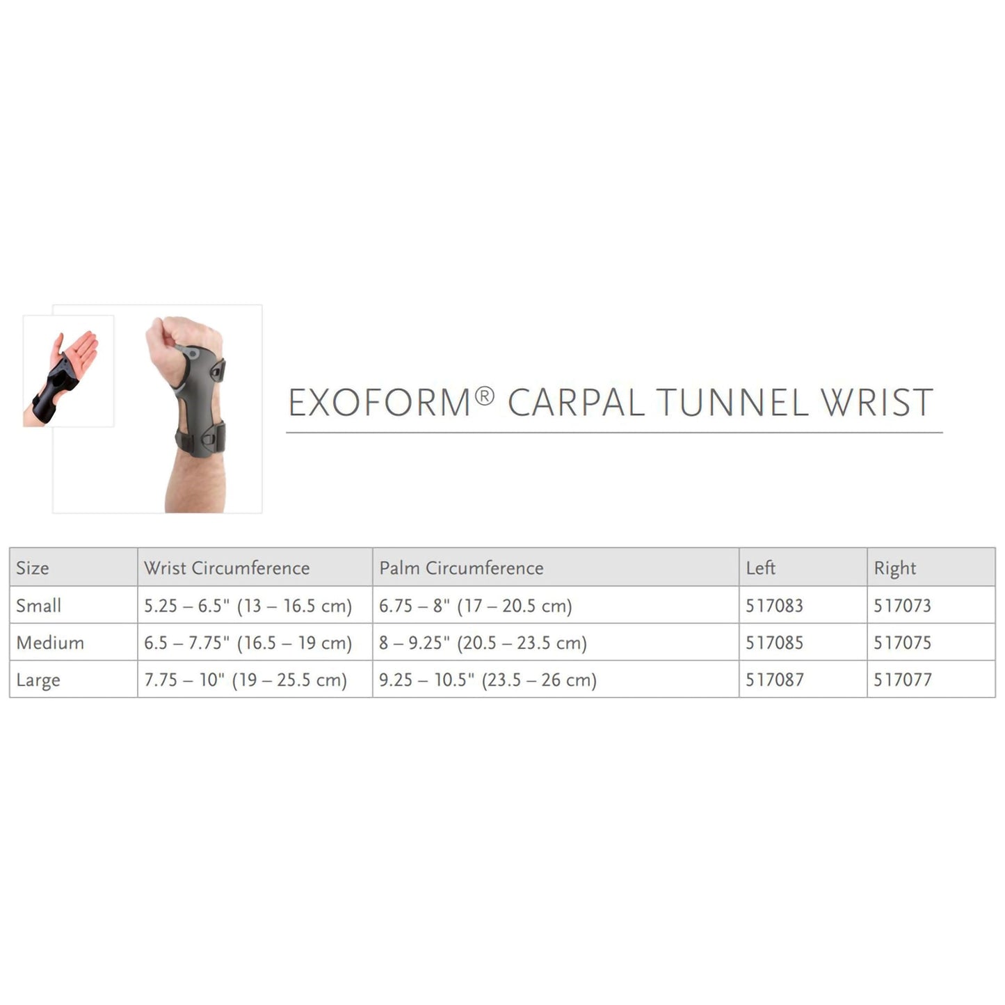 Ossur Exoform® Left Carpal Tunnel Wrist Support