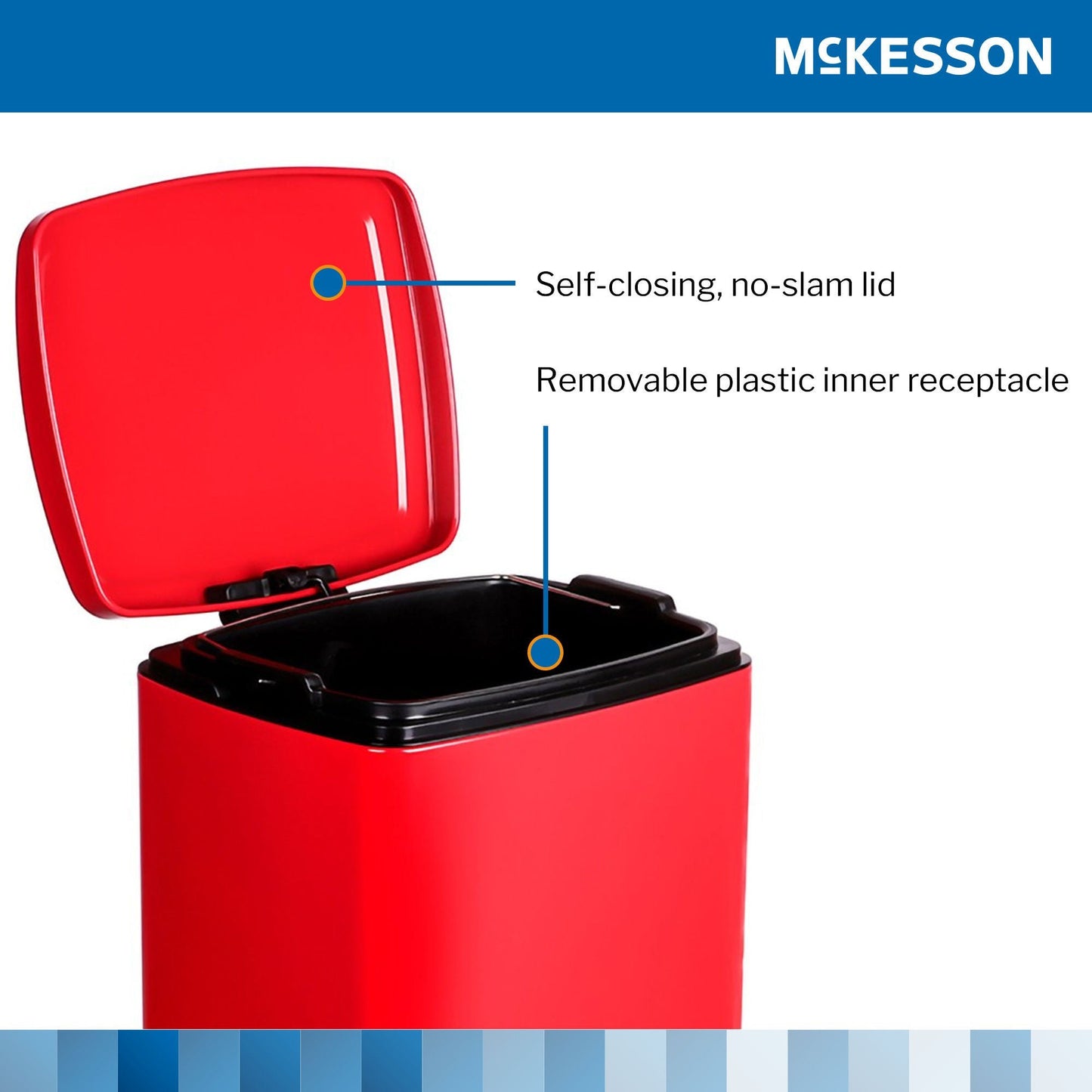 McKesson Red Square Step-On Trash Can