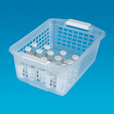 Flip and Stack Storage Basket Semi-Clear Plastic 4--1/4 Inch