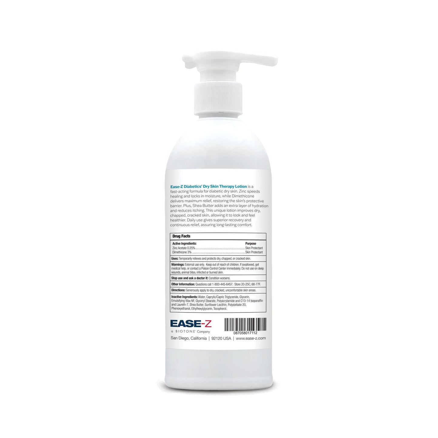 EASE-Z Diabetics' Dry Skin Therapy Foot Cream, Scented, Pump Bottle