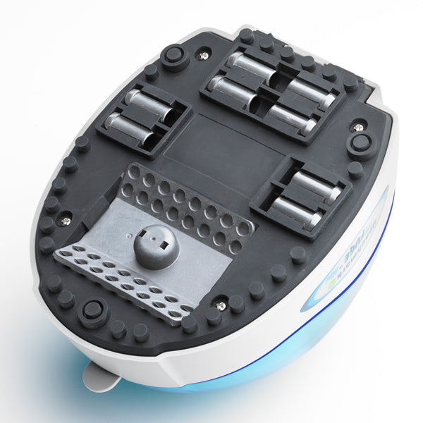 Underside of the MyFuge Mini showing the spare-rotor storage compartment