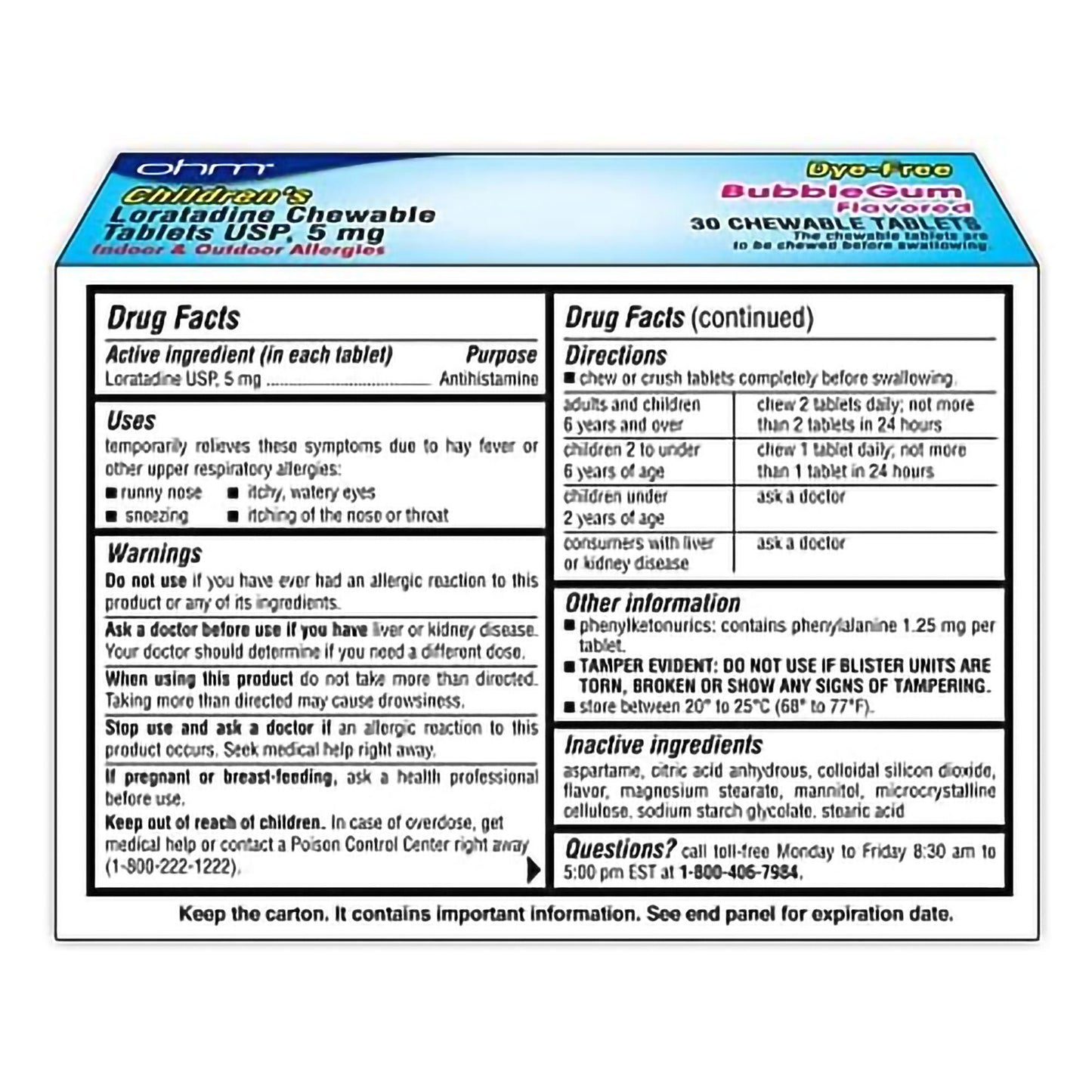 ohm® Loratadine Children's Allergy Relief