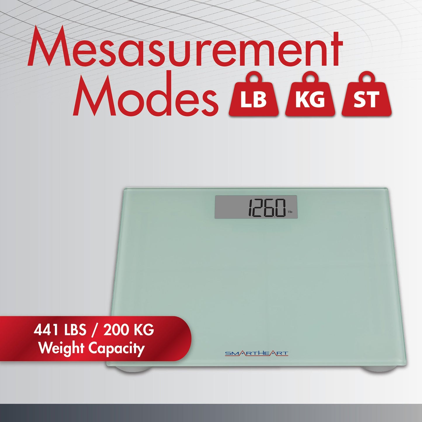 Veridian Floor Scale LCD Display 441 lbs / 200 kg. Battery Operated