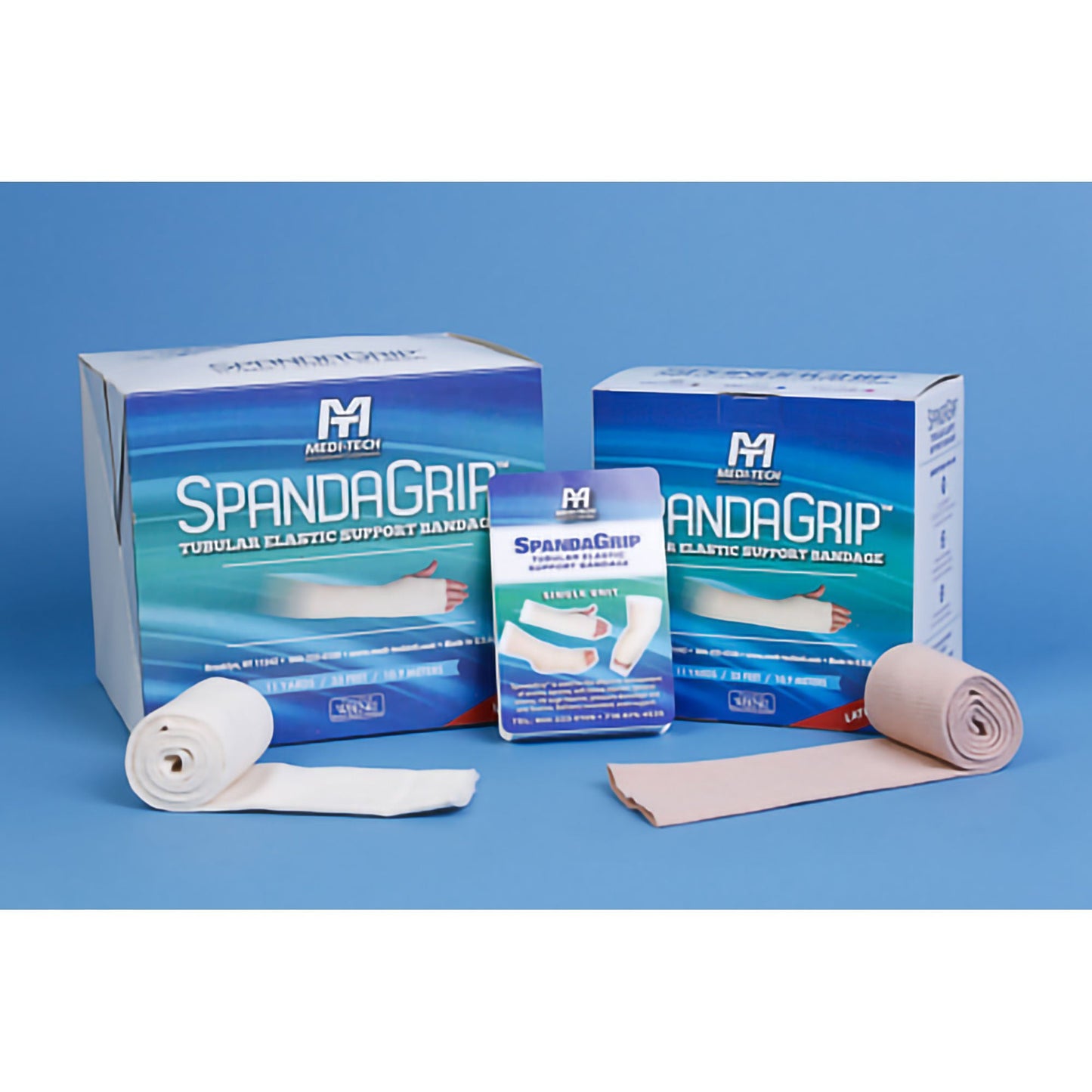 SpandaGrip Elastic Tubular Support Bandage Large Knee / Medium thigh Pull On Beige NonSterile Size F Standard Compression