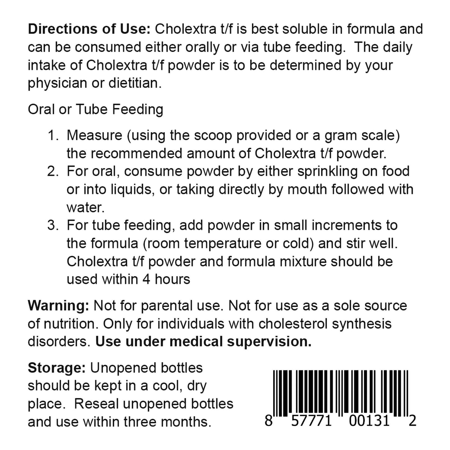 Cholextra t/f Tube Feeding Formula Unflavored Powder 110 Gram Jar
