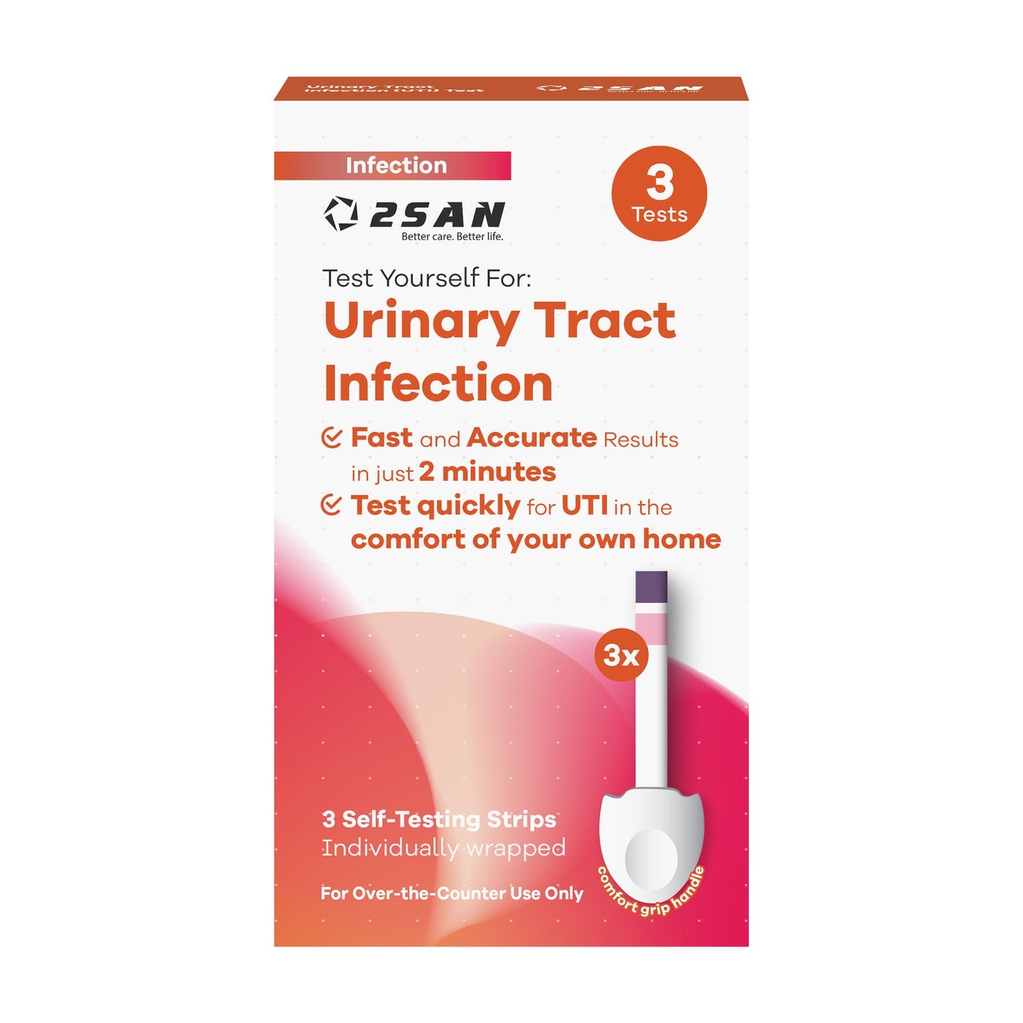 2San Urinalysis Test Kit Urinary Tract Infection Detection 3 Tests per Kit (24 Kits ) CLIA Waived