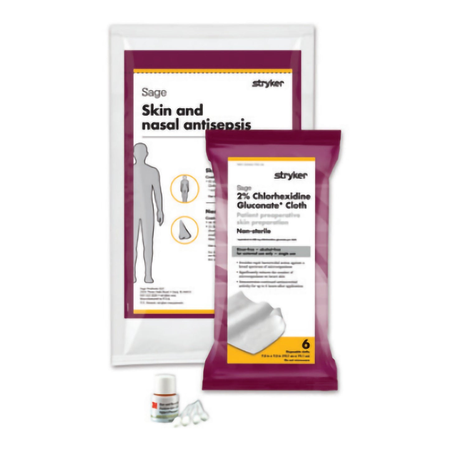 Sage Nose To Toes Skin and Nasal Prep Kit Soft Pack 2% / 5% Strength CHG (Chlorhexidine Gluconate) / Povidone-Iodine