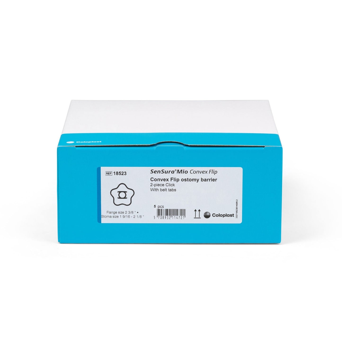 SenSura® Mio Click Convex Flip Ostomy Barrier, Stoma Openings, Blue Match