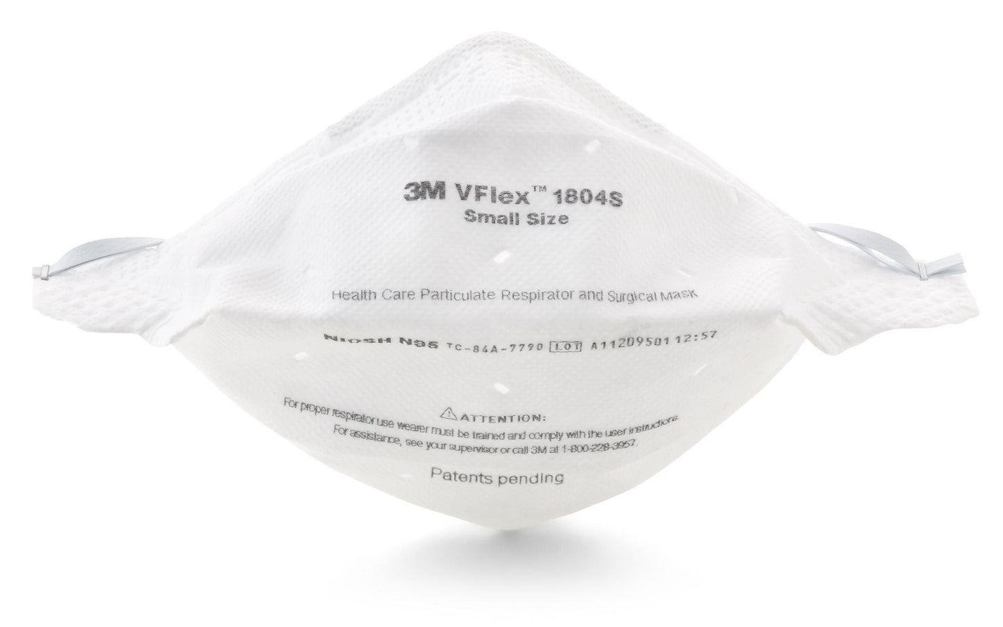 3M VFlex Particulate Respirator / Surgical Mask Medical N95 ASTM F1862 Elastic Strap Small