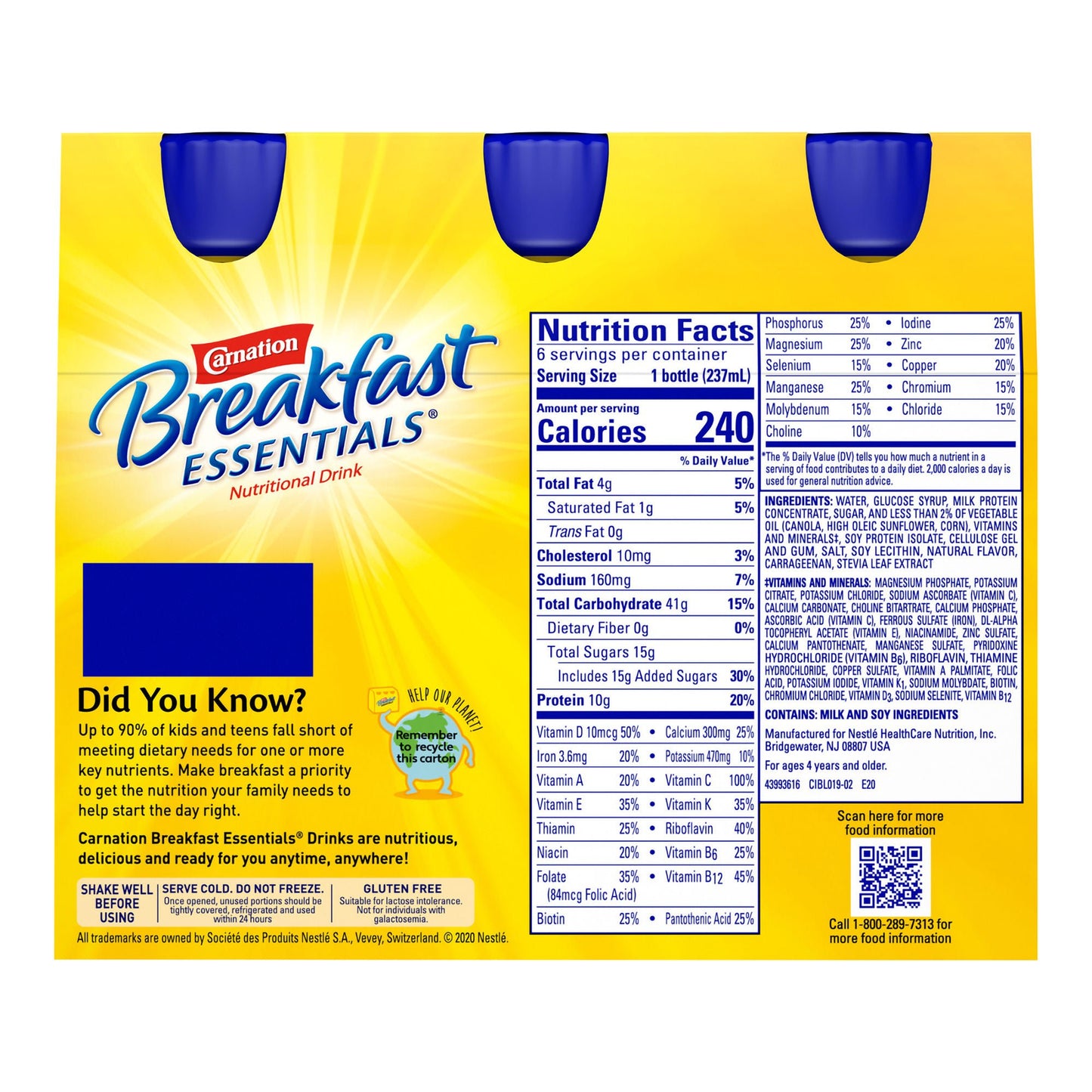 Carnation Breakfast Essentials® Strawberry Nutritional Drink, bottle