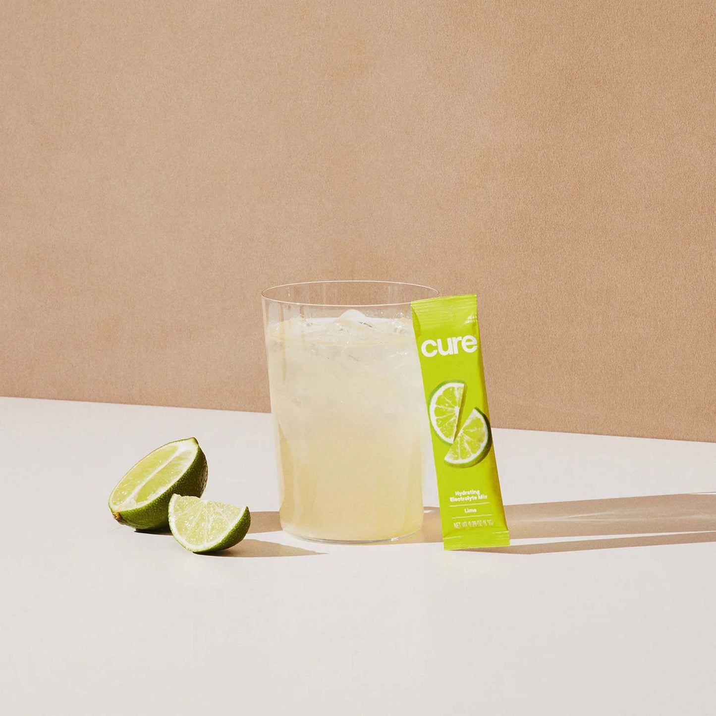 Cure Electrolyte Drink Mix made with Coconut Water, Lime, 7.7-gram Packets