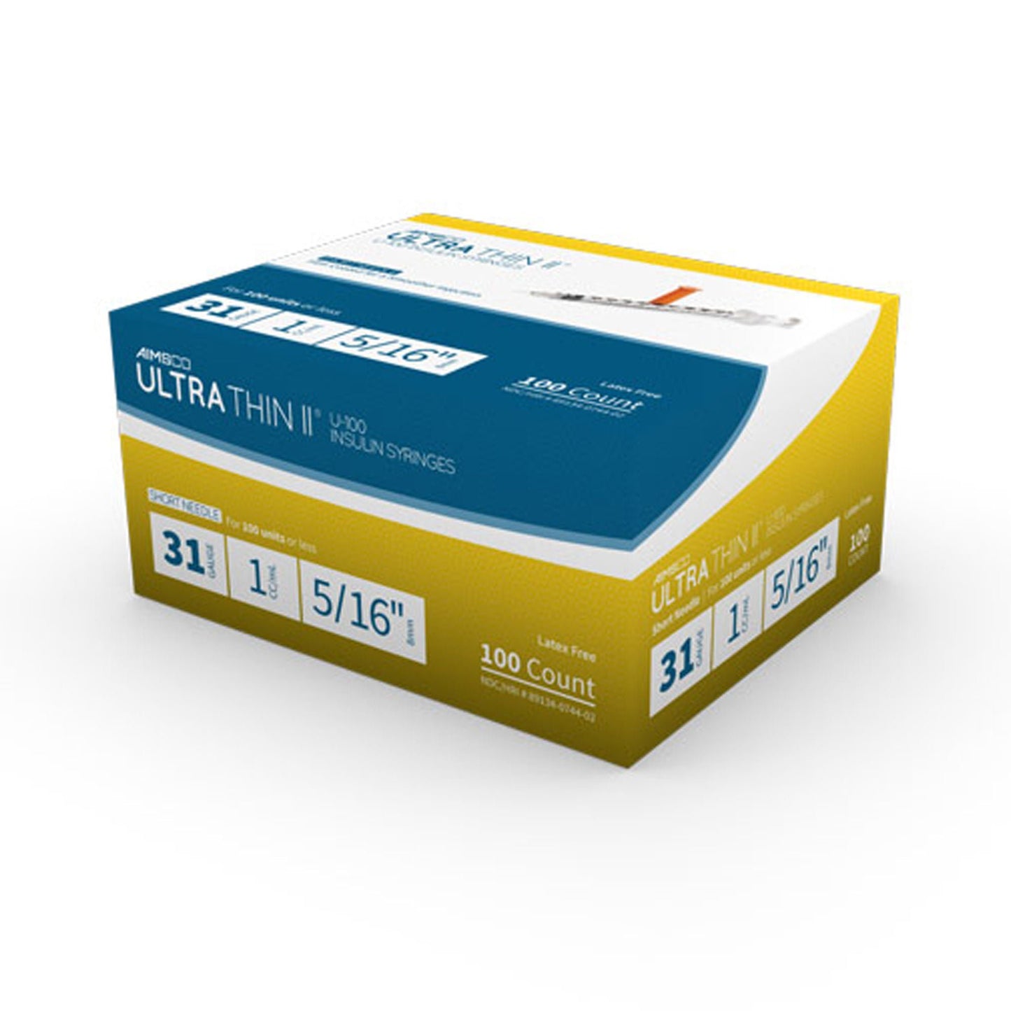 Ultra-Thin II Standard Insulin Syringe with Needle, 31 Gauge, 5/16 Inch