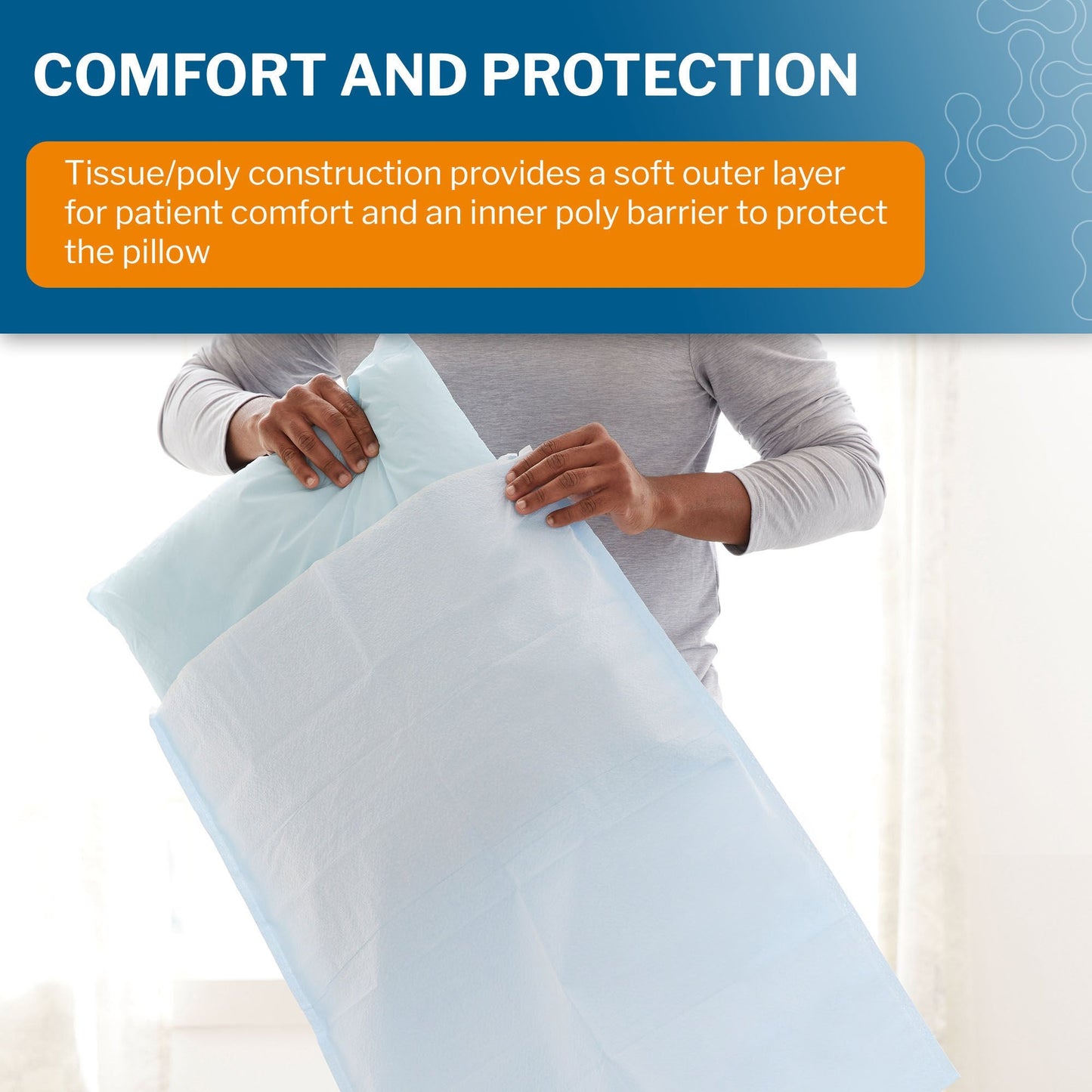 McKesson Blue Tissue/Poly Disposable Pillowcase