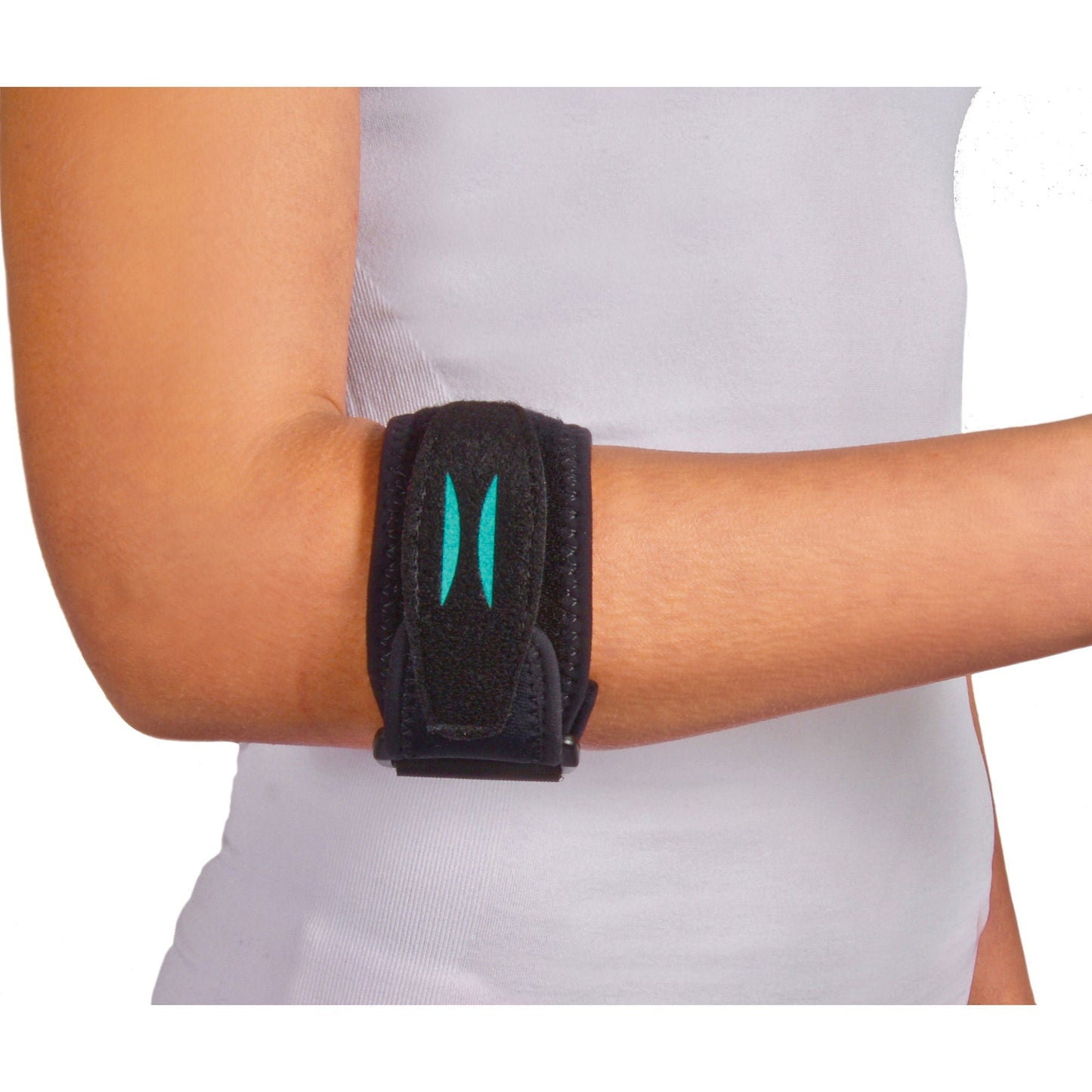Matt StrapII Elbow Support Strap Hook and Loop with D-Ring Tennis / Golf Left or Right Elbow 7 to 20 Inch Forearm Circumference Black
