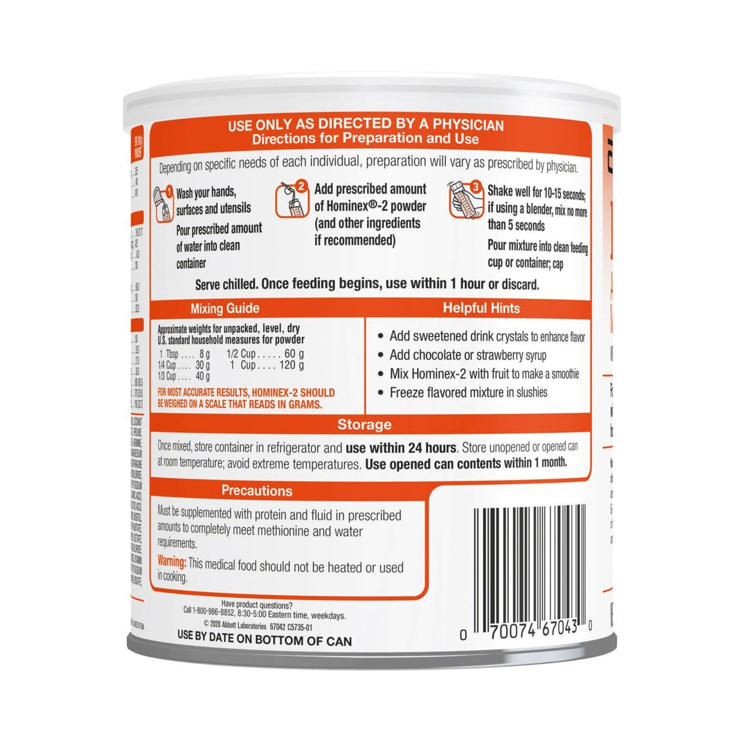 Hominex®-2 Food for Vitamin B-6–Nonresponsive Homocystinuria, Hypermethioninemia