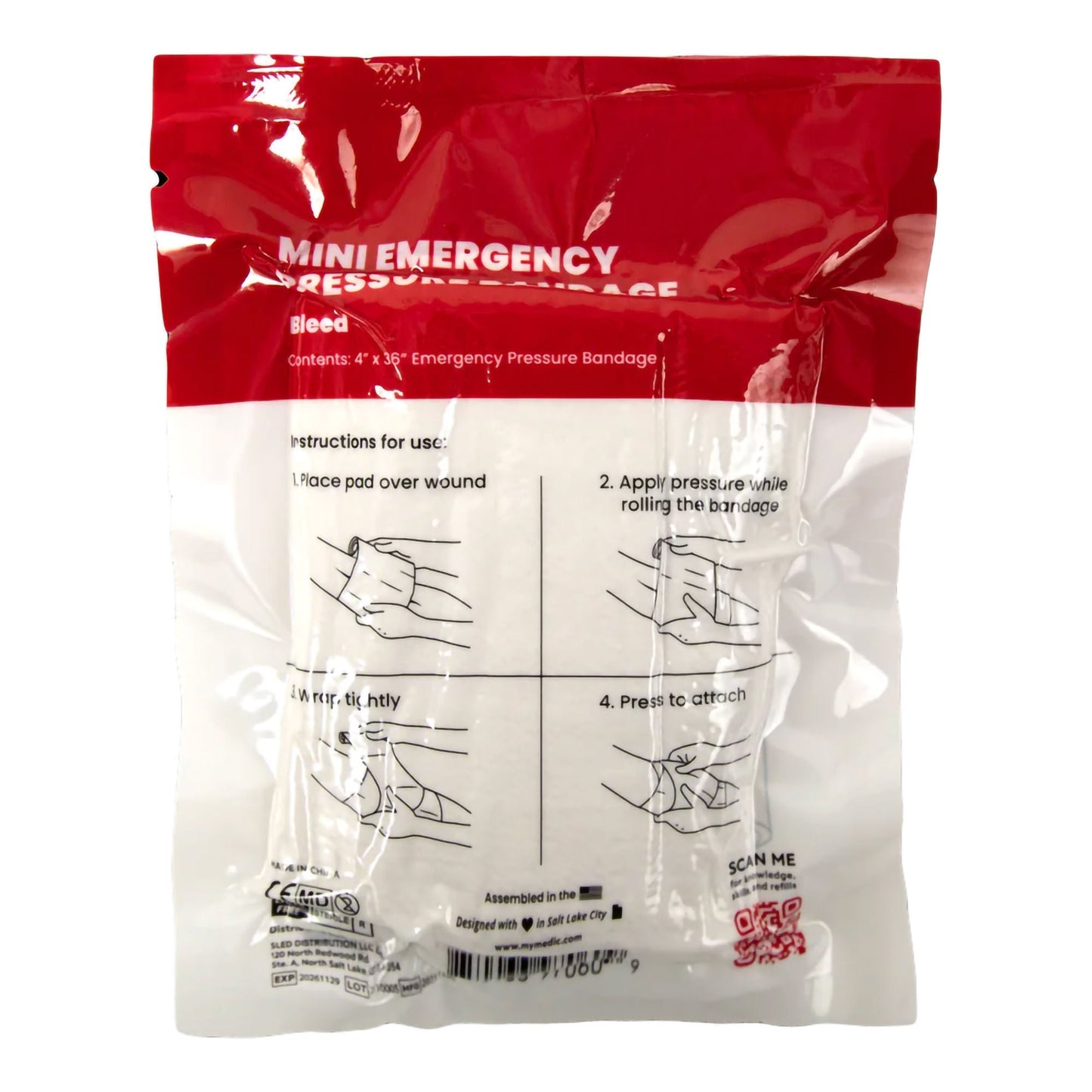 My Medic Trauma Pressure Dressing with Wrap Hook and Loop Closure White Sterile Standard Compression