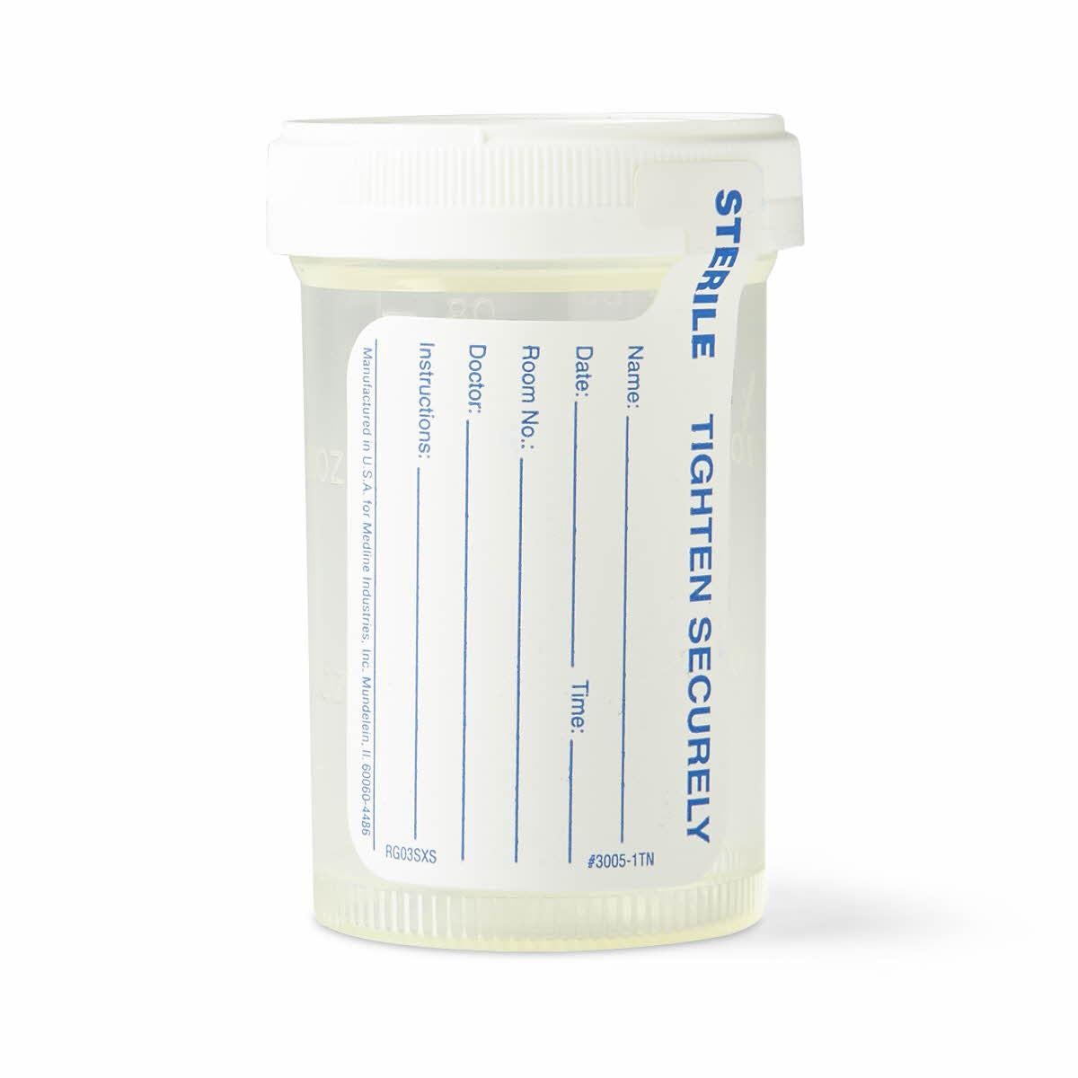 Click-N-Close Specimen Container for Pneumatic Tube Systems (3 oz.) Screw Cap Patient Information Sterile Fluid Path