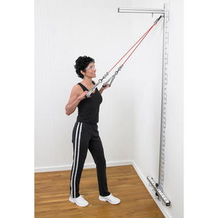 TheraBand Wall Station With Grip Handle/Head Strap X-Light, Light, Moderate, Heavy Yellow, Red, Green, Blue