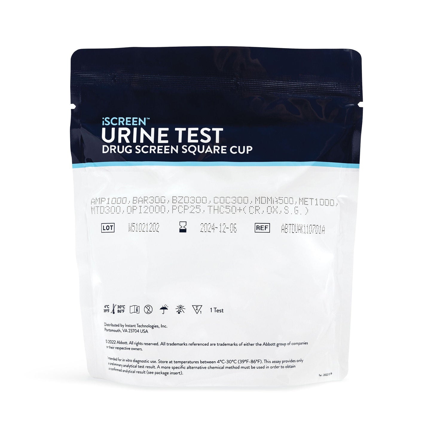 iScreen DX Drugs of Abuse Test Kit AMP, BAR, BZO, COC, mAMP/MET, MDMA, MTD, MOP(OPI300), OXY, PCP, THC, TCA, (CR, PH, SG) 25 Tests CLIA Waived