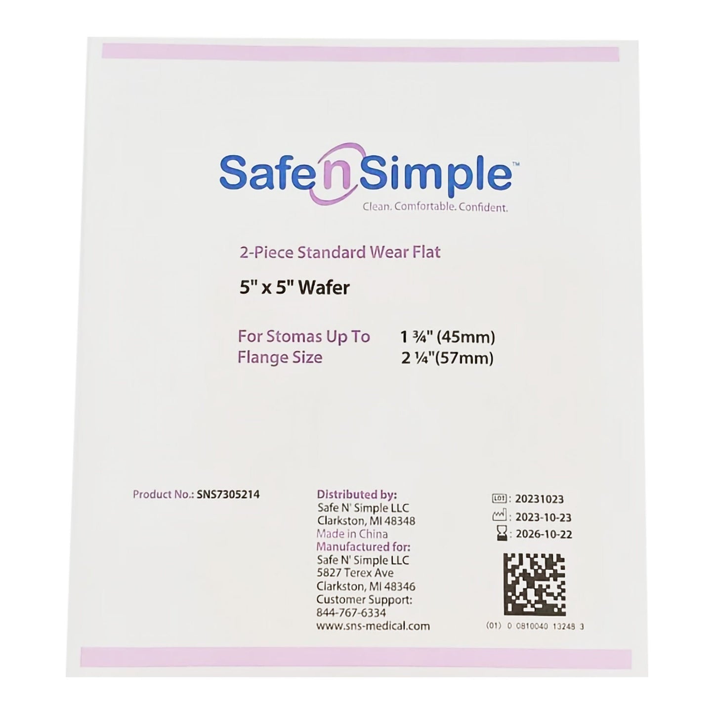 Safe n Simple Ostomy Barrier Trim to Fit, Standard Wear Flexible Tape Flange Up to 1-3/4 Inch Opening