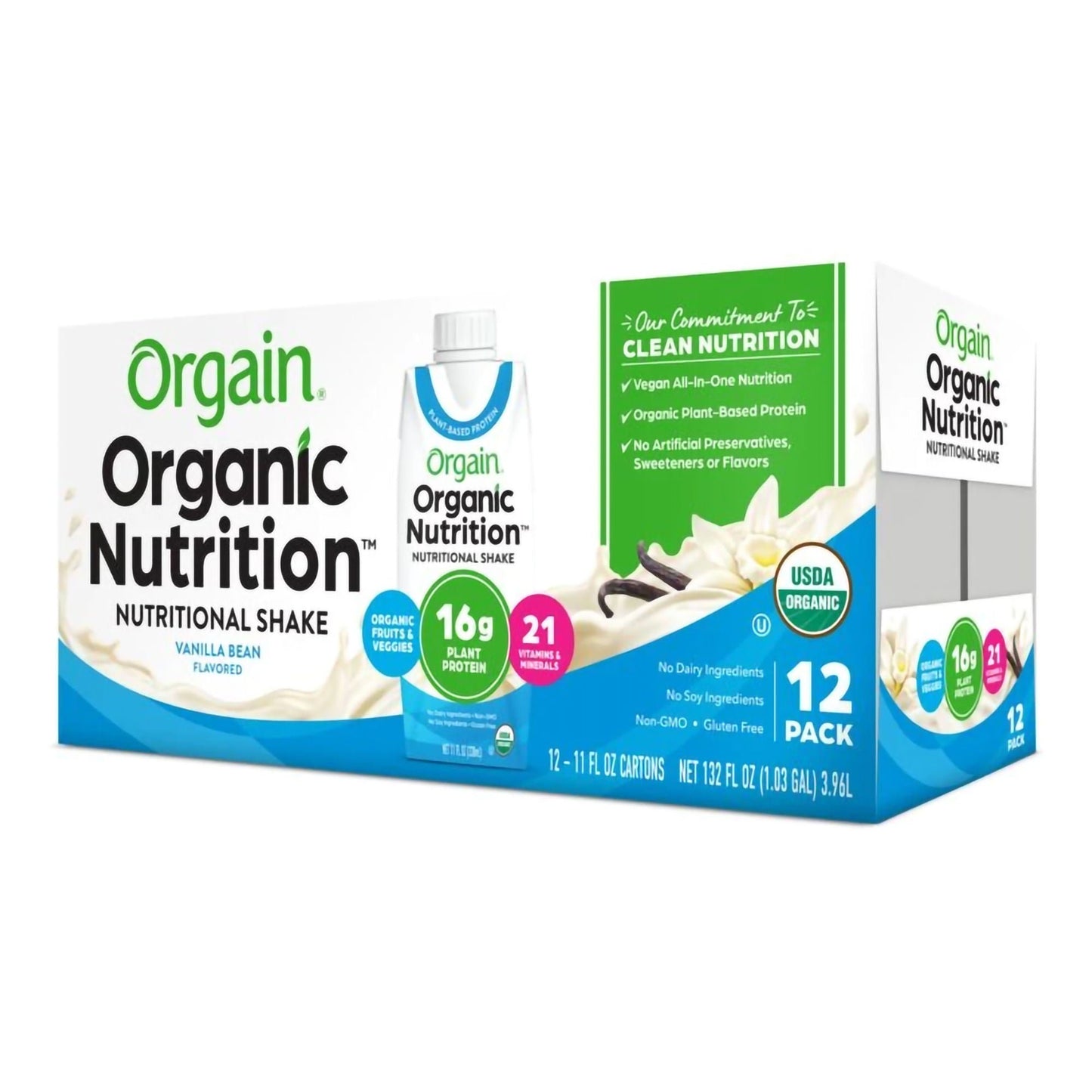 Orgain® Organic Nutrition™ Vegan Vanilla Nutritional Shake, carton