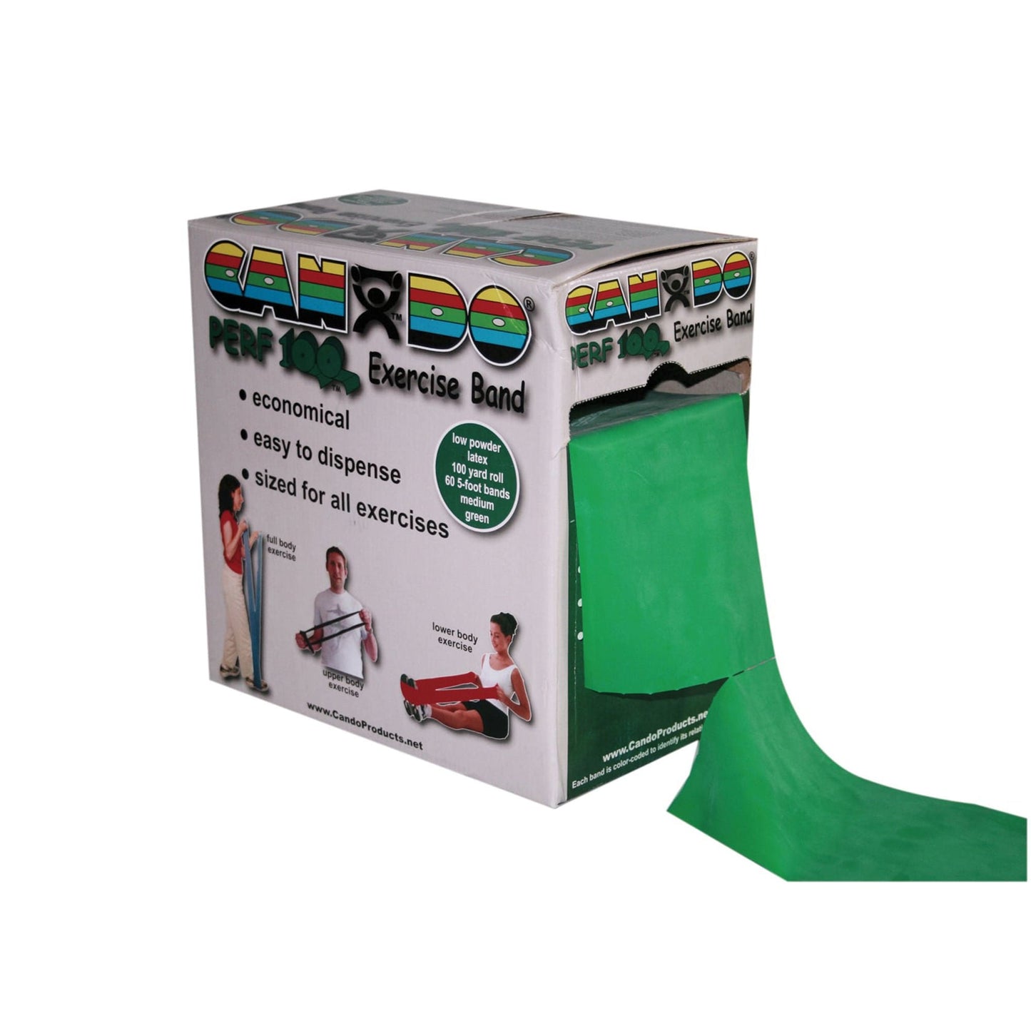 CanDo® Perf 100™ Exercise Medium Resistance Band, Green