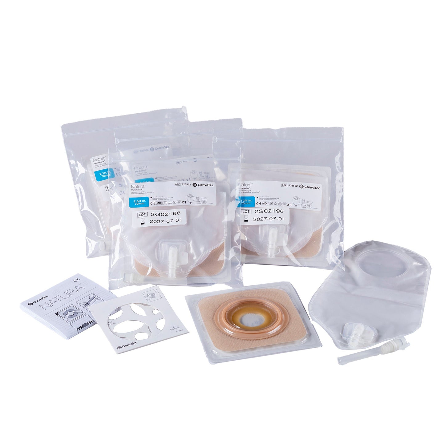 Natura Ostomy Pouch One-Piece System Trim To Fit 2-3/4 Inch Stoma Drainable