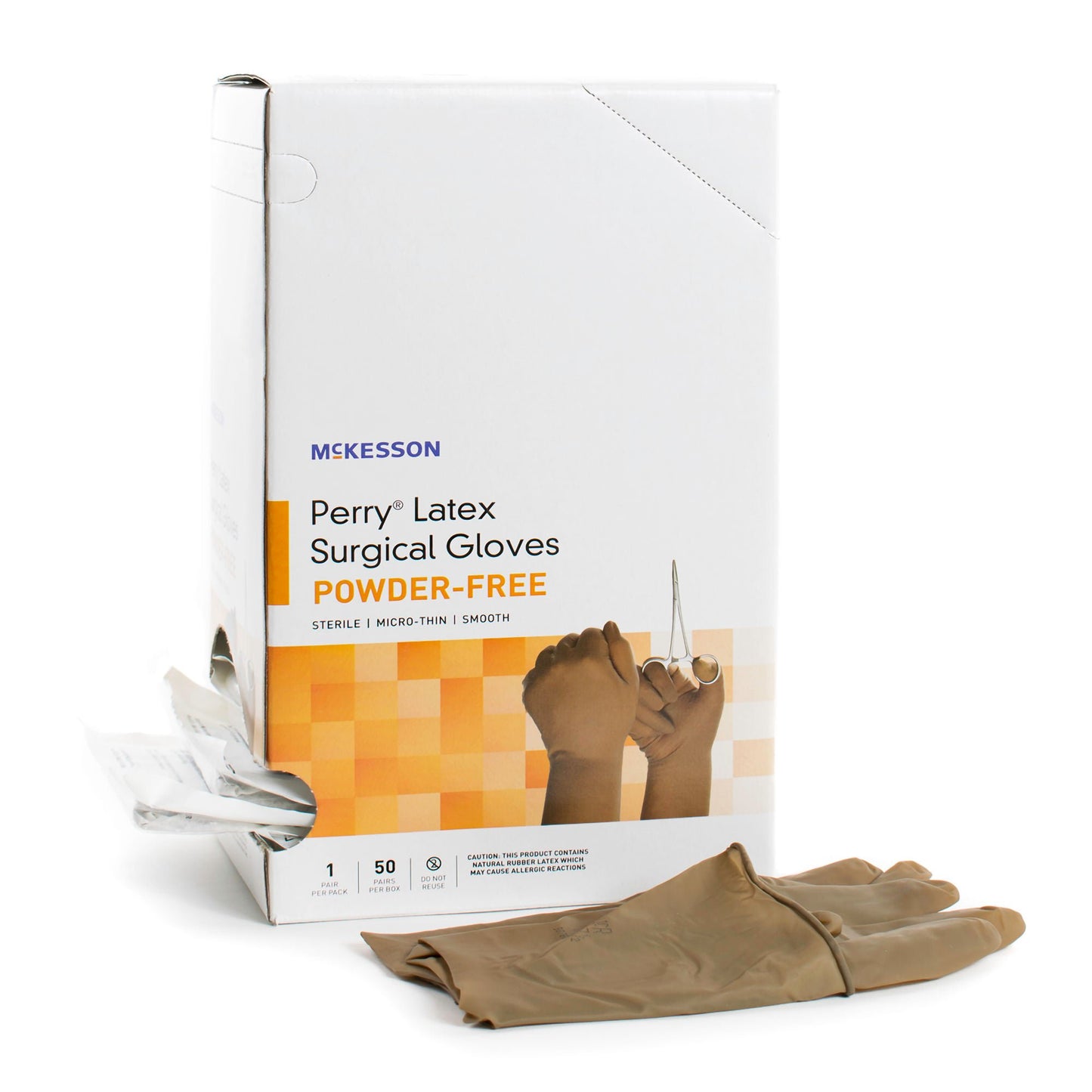 Sterile McKesson Perry® Latex Surgical Gloves, Brown